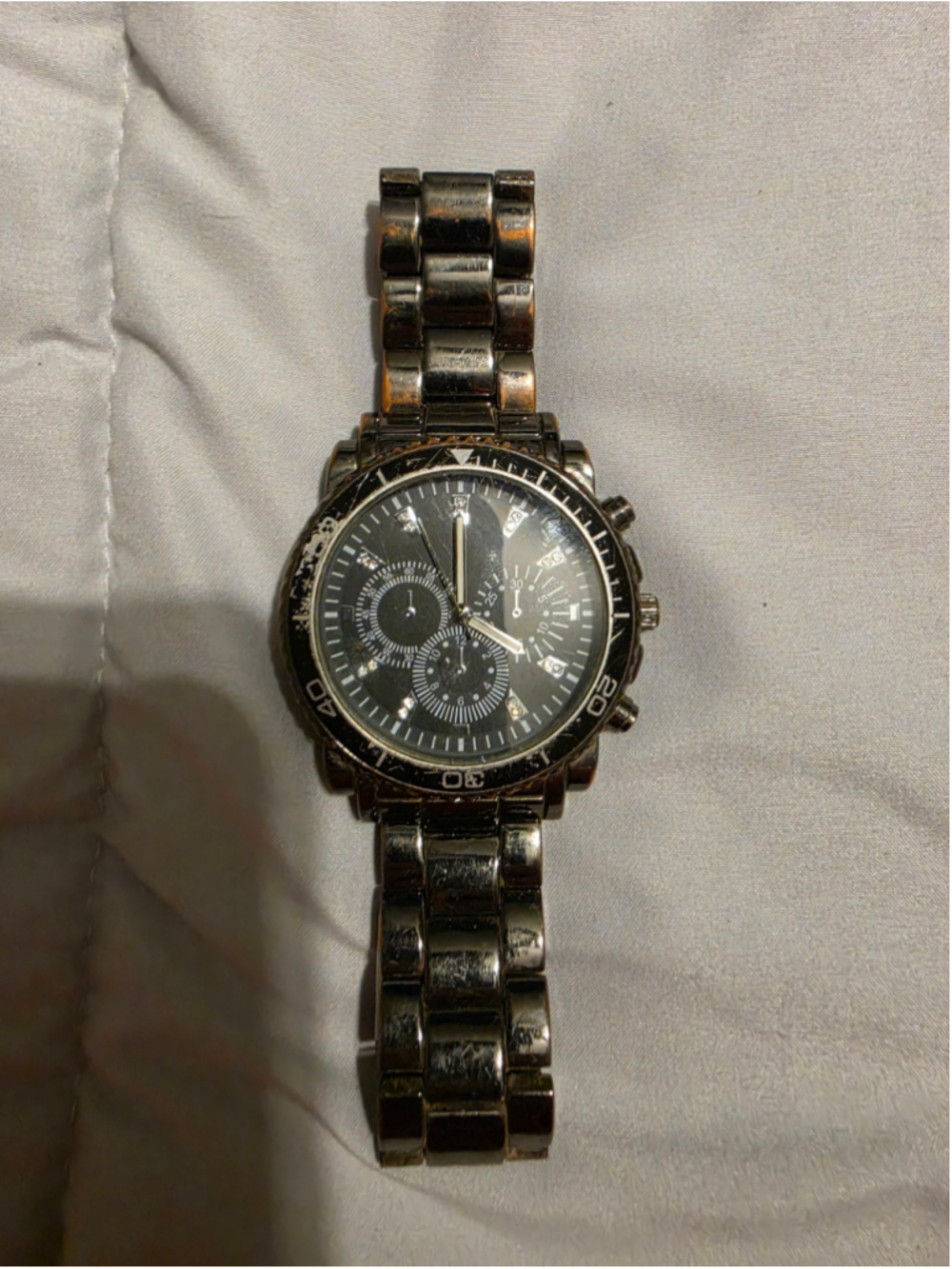 Accutime A165SWM Black Dial Men's Quartz Watch Metal Bracelet Working